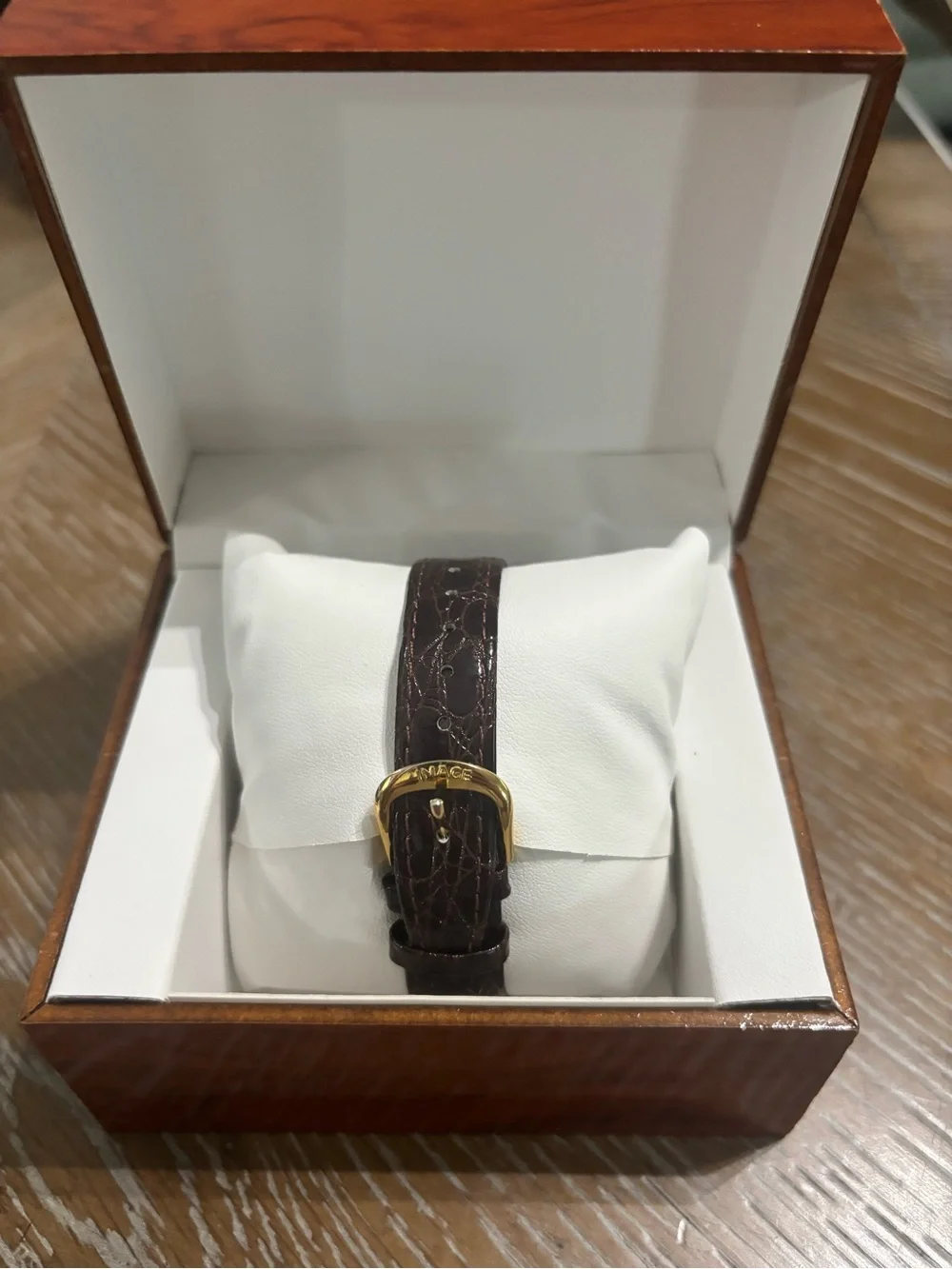 Rare Sanditos Gold-Tone Men's Watch with Brown Leather Strap